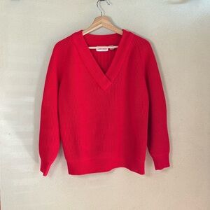 Vintage Collections Red Knit V-Neck Pullover Long Sleeve Sweater Neutral L